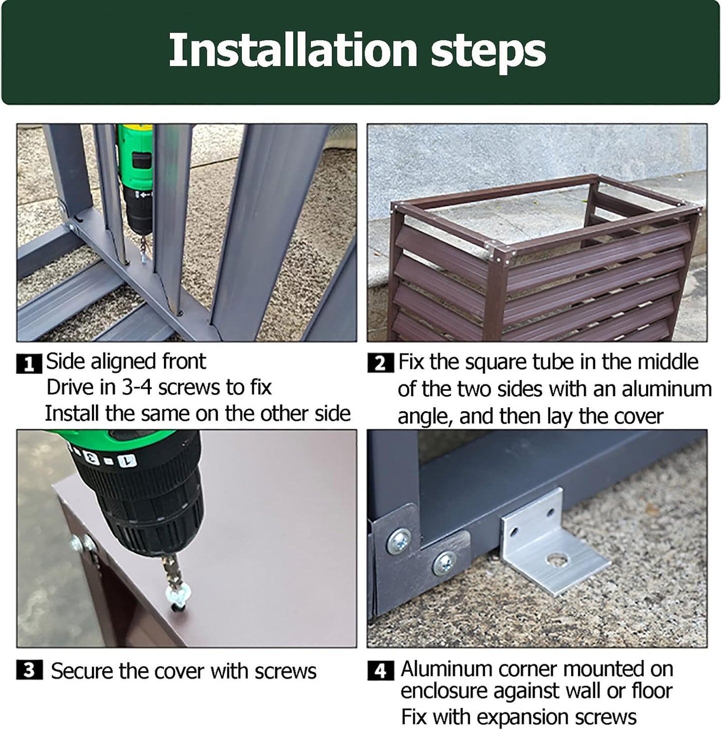 GENERIC Housse De Climatiseur En Aluminium Toutes Saisons – Protection Extérieure Pour Unités Centrales De Climatisation Et Boîtiers à Ordures – Design à Persiennes Autonomes – Bouclier Résistant Aux