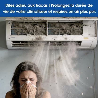  Kit Entretien Climatisation, Kit De Nettoyage Climatisation Split Pour Climatiseur, Bache Nettoyage Clim Avec Parois Latérales Renforcées (Bleu Et Blanc Transparent, Type C)