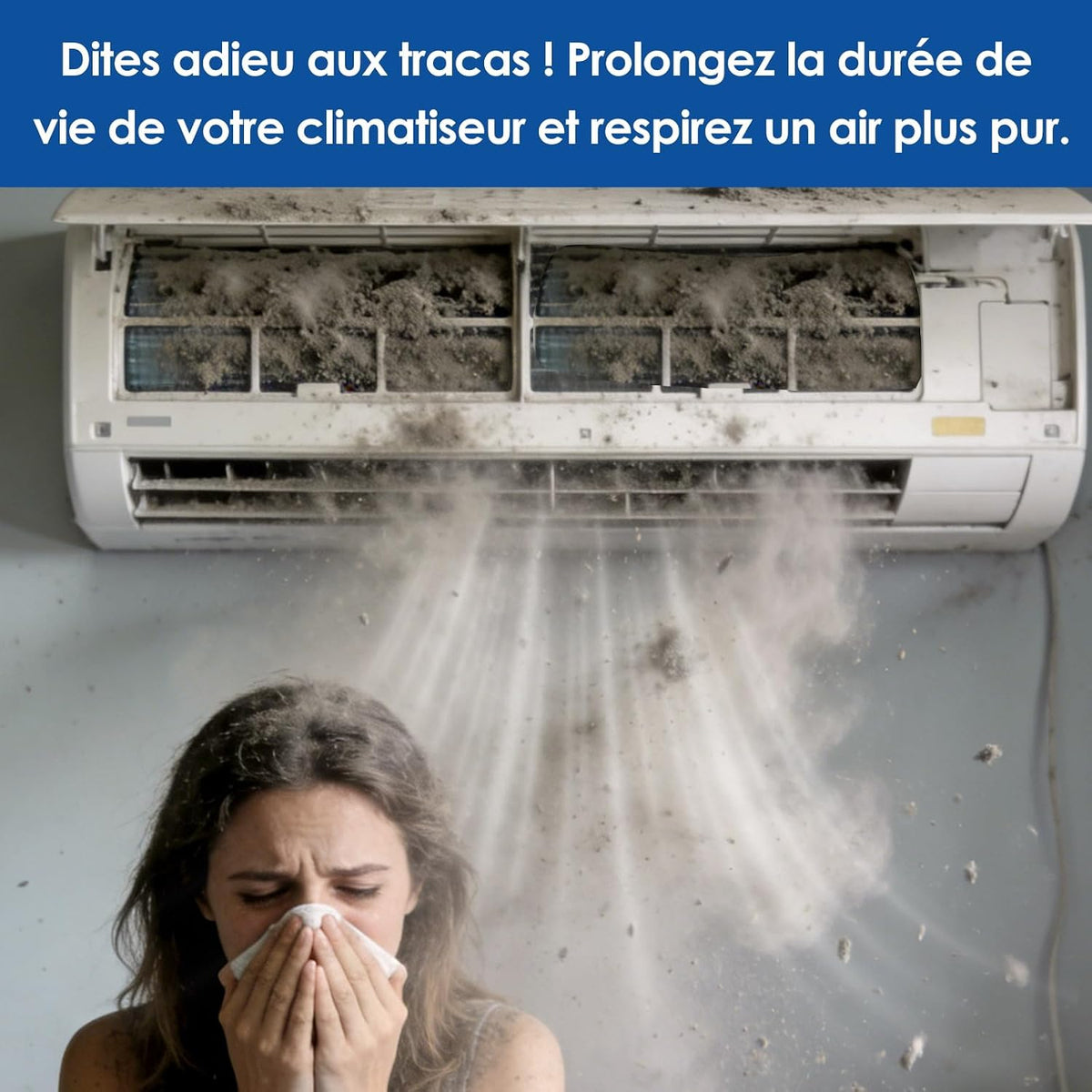  Kit Entretien Climatisation, Kit De Nettoyage Climatisation Split Pour Climatiseur, Bache Nettoyage Clim Avec Parois Latérales Renforcées (Bleu Et Blanc Transparent, Type A)