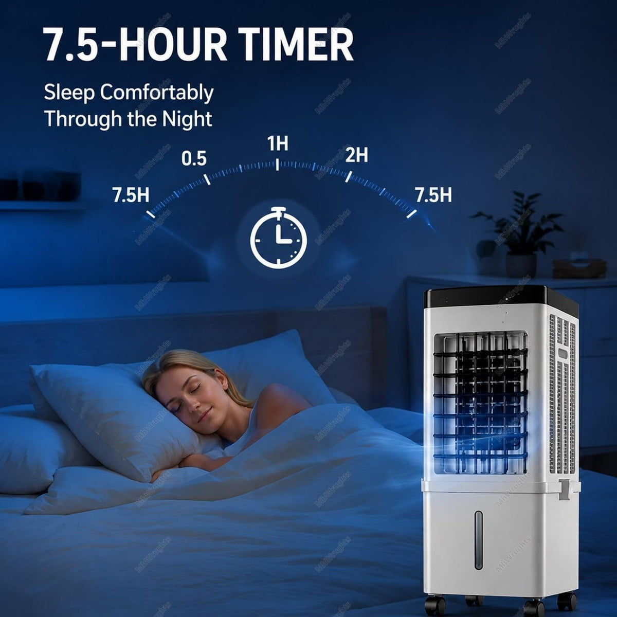  Ventilateur Climatiseur Portable 15L, Rafraîchisseur D'air Par évaporation Sans Fenêtre, 3 Vitesses Et Minuterie 7,5 H Pour Appartement, Chambre Ou Bureau RemoteControl