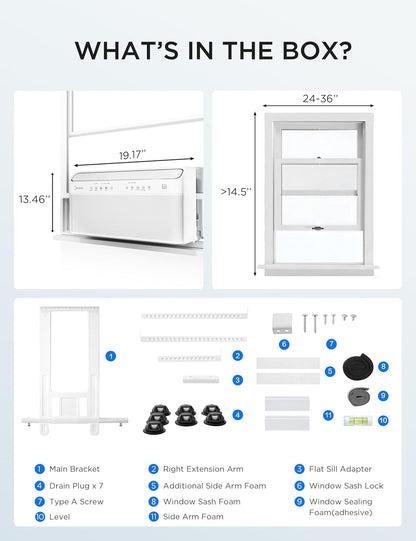  Midea 8000 BTU Onduleur Intelligent Pour Fenêtre, Climatiseur - Refroidit 350 Pieds Carrés, Ultra Silencieux Avec Fenêtre Ouverte, Compatible Avec Alexa/Google