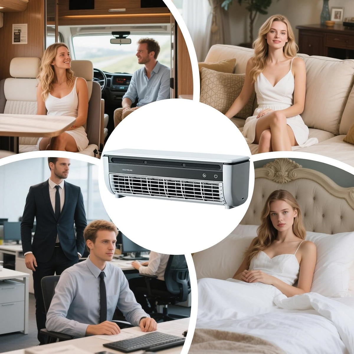 Ventilateur Rafraîchisseur D'Air Pour Pièce | Ventilateur Rafraîchisseur D'Air | Appareil De Ventilation Trois Vitesses Avec Chargeur Sans Fil Pour Maison Chambre Camping Car Salle De Bain