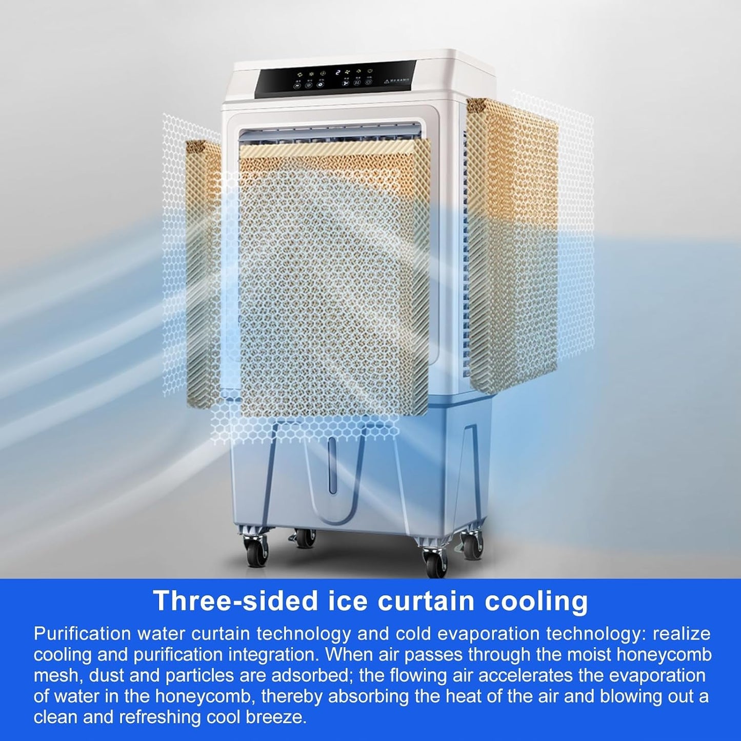  Climatiseur Portable à évaporation, Ventilateur à 3 Vitesses Avec Télécommande, Appareil De Refroidissement Oscillant à 120 Degrés Pour La Maison Et Le Bureau.