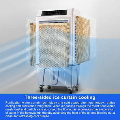  Climatiseur Portable à évaporation, Ventilateur à 3 Vitesses Avec Télécommande, Appareil De Refroidissement Oscillant à 120 Degrés Pour La Maison Et Le Bureau.