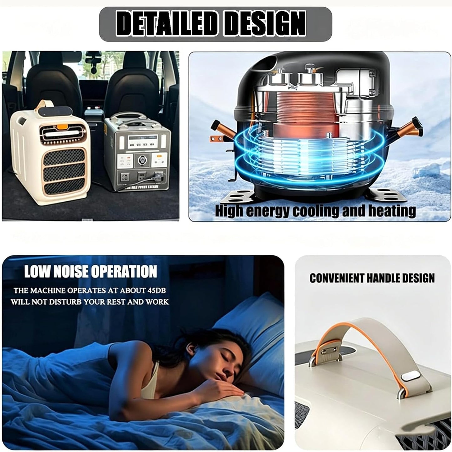  Climatisation Portable Pour Camping-Car, Refroidissements En 3 Min, Pas De Fenêtre Requise, Calme Sous 42dB, Avec Télécommande & Toucher, Pour Tente Et Camping, 420W, Compact Et évaporation De L'eau