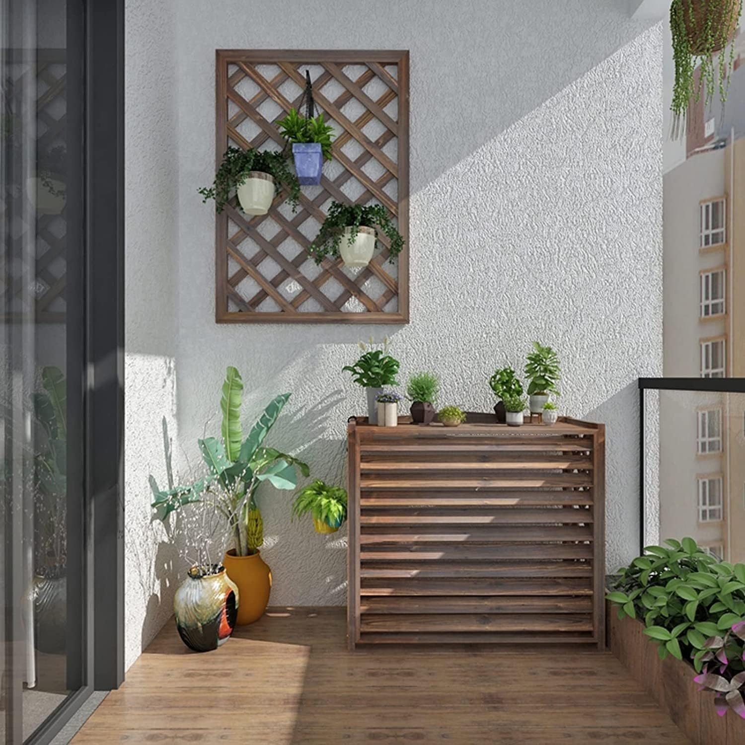  Housse De Protection Antivol Pour Climatiseur, Toutes Saisons, Protection De Confidentialité Pour Clôture Extérieure, Support Pour Plantes Pour Balcon De Jardin, étanche à L'eau Et à La Poussière