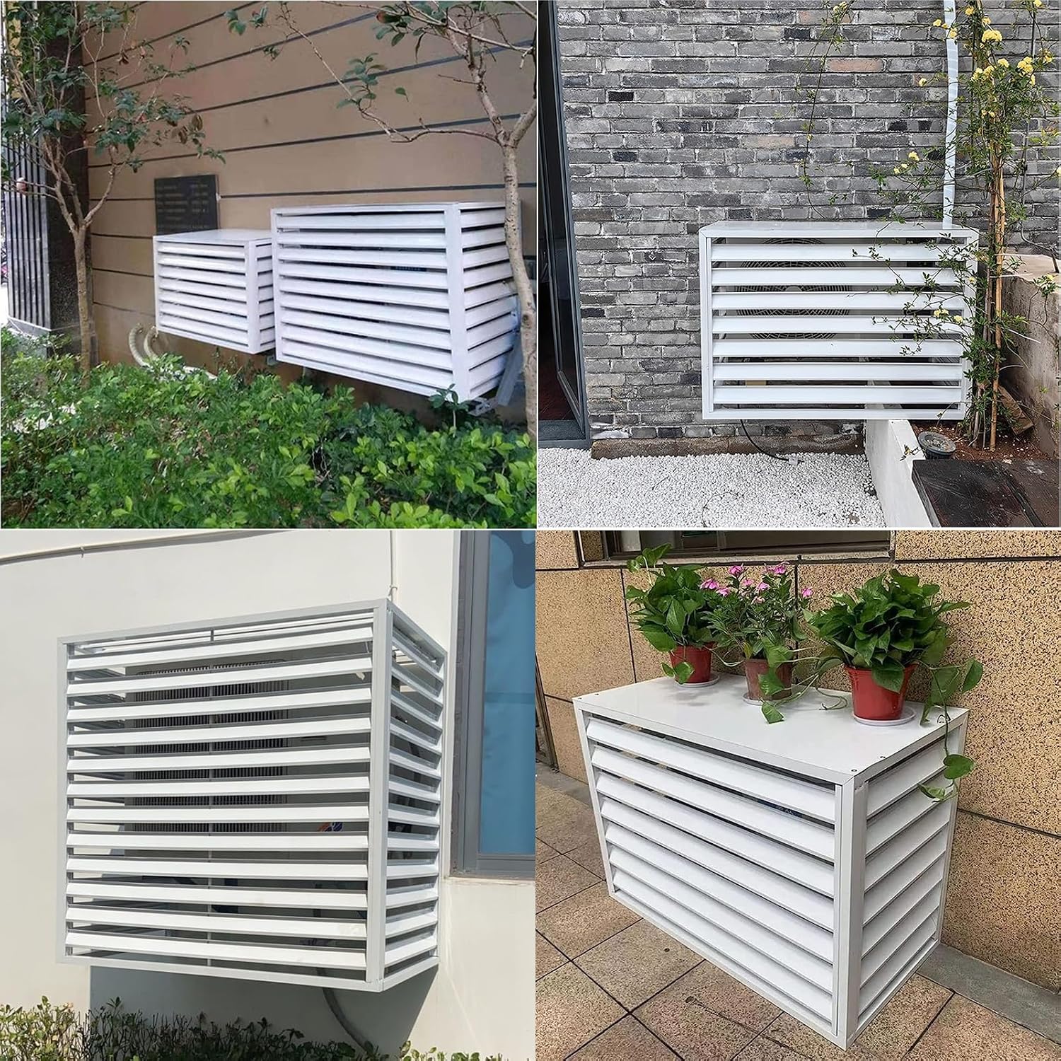  Cache Climatiseur Exterieur Aluminium,Clôture De Confidentialité Pour Écran De Climatiseur Extérieur,Protection De Unité Extérieur Pour Pompe À Chaleur,Cache Pour Climatiseur,Blanc ( Size : 110X60X80C