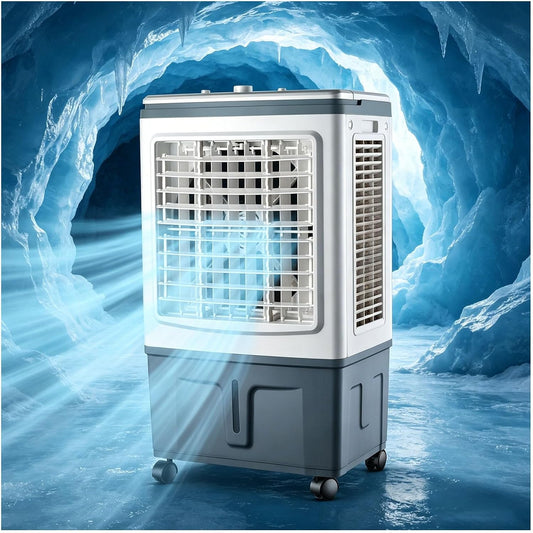 GENERIC Ventilateur Refroidisseur D'air Par évaporation Portable, Réservoir D'eau 30 L, Rideau Triple Face 1758 CFM, Oscillation 120°, 3 Vitesses, Sans Tuyau, 100 W, For Maison, Bureau, Terrasse