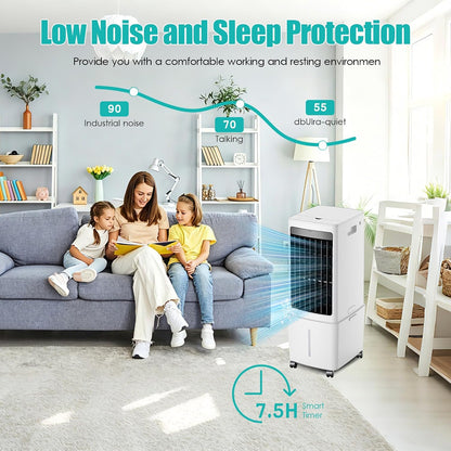  Rafraîchisseur D'air Évaporatif 12L (Alternative Climatiseur Mobile Sans Évacuation), 800 M³/h Puissant Portable, 3-en-1 Ventilateur & Humidificateur Avec Télécommande, Minuteur 12H, 8 Pains De Glace