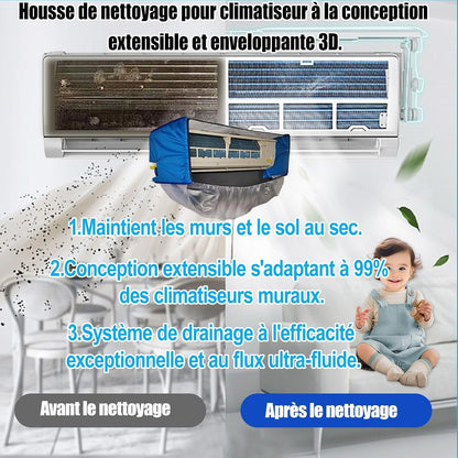  Kit De Nettoyage Pour Climatiseur Split(Panneaux Latéraux Améliorés), Avec Un Espace Supplémentaire Sac De Nettoyage Pour Climatiseur Split(bleu Et Blanc, Petit, 18 Pièces)