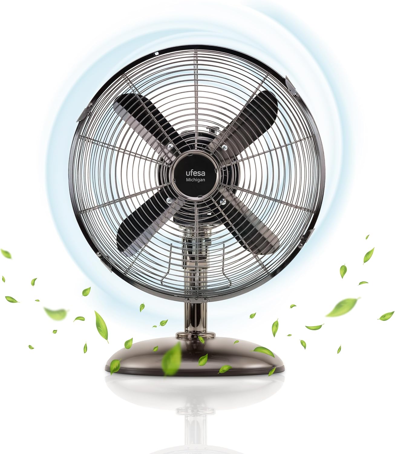  UFESA Mist Fan VNDC Ventilateur Brumisateur, Ultra Silencieux, Télécommande, 3 Modes, Minuterie, 9 Vitesses, 40cm De Diamètre, 8 Pales, 60W, Noir