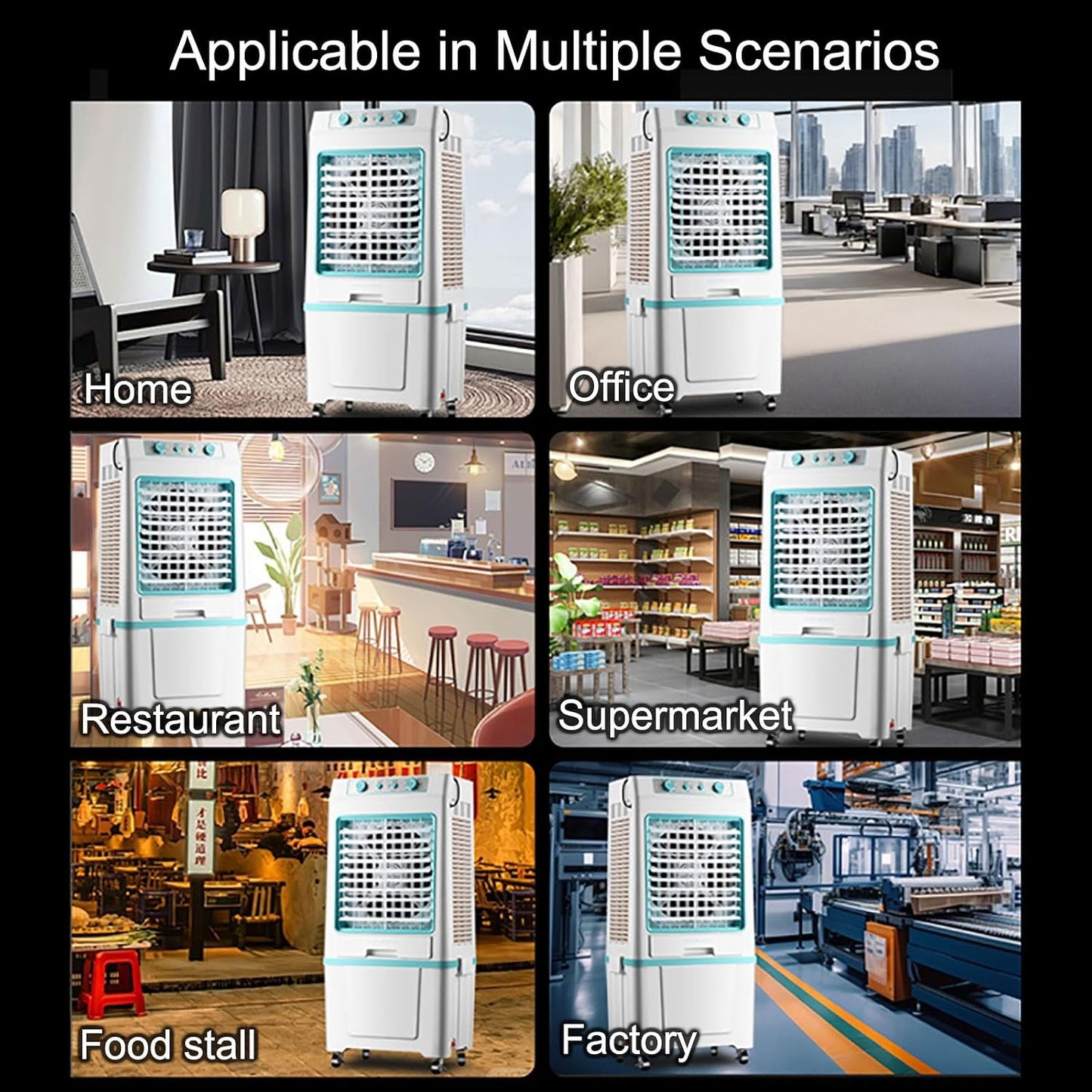 GENERIC 3 En 1 Refroidisseur D'évaporation, Climatiseur Portable De Marais De 40L Avec Ventilateur à 3 Vitesses, Oscillation à 120 °, Contrôle De Bouton Pour Les Grandes Pièces, Usine, Utilisation En Plein Ai
