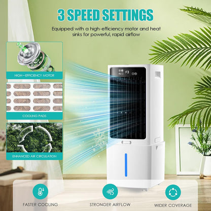 GENERIC Humidificateur Et Refroidisseur Sans Fenêtre, Système Évaporatif 12L Avec Débit 800 M³/h, 3 Vitesses, Oscillation 90°, Minuterie 12H Pour Salon Et Espace De Travail