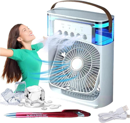  Climatiseur Lumière 7 Couleurs, Ventilateur, Humidificateur Et 5 Pulvérisateurs USB Pour Maison, Bureau Ou Chambre, Avec écran Tactile Et Stylo Personnalisé