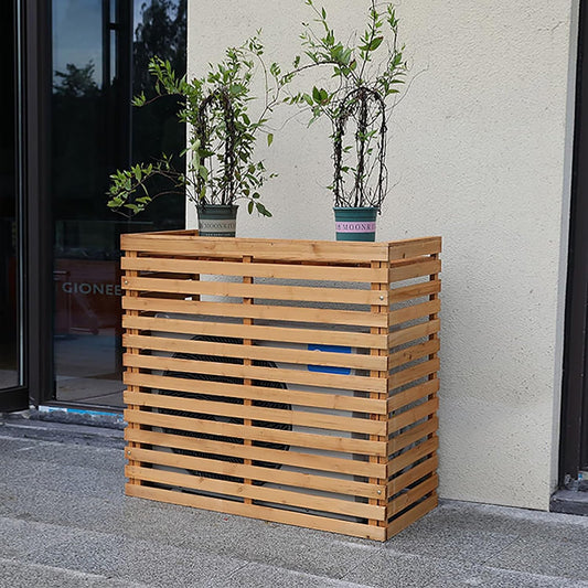  Housse De Protection Pour Climatiseur Extérieur, En Bois Massif Pour Climatiseurs Mobiles, Support De Fleurs, Résistant Aux Intempéries, Décoratif, Jaune, Protection De Jardin