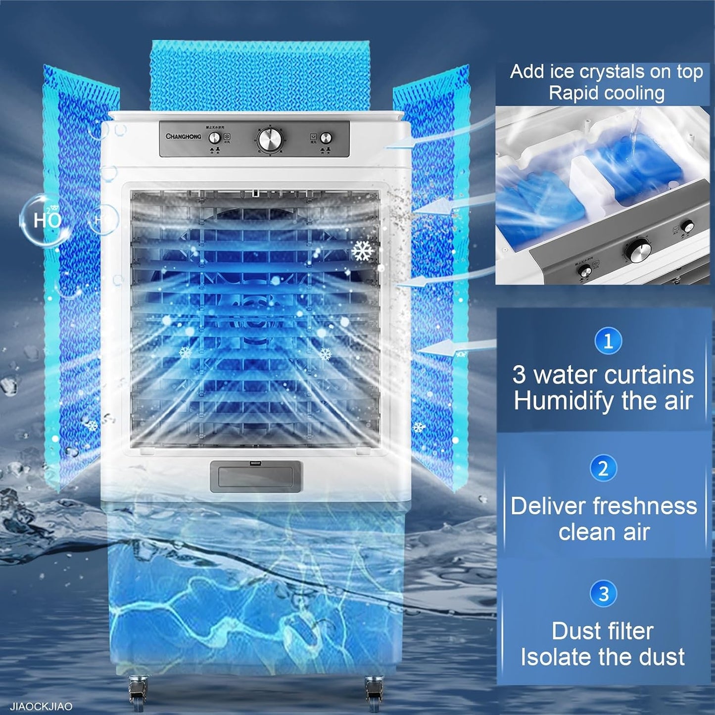  Climatiseur Mobile Sans Évacuation, Portable 3-en-1 Refroidisseur Par Évaporation Humidificateur Ventilateur, 3 Vitesses De Réglables, Pour Bureau À Domicile De Climatiseur Personnel (Size : Remote C