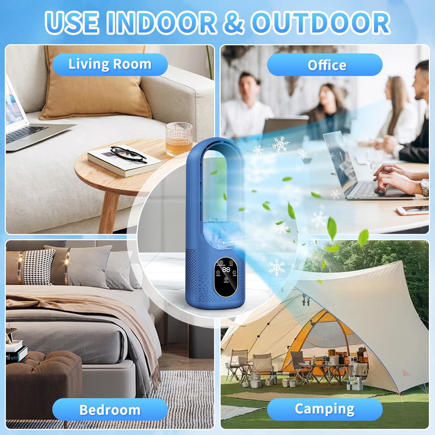  2026 Climatiseur Portable - 3 En 1 Mini Climatiseur - 6 Vitesses Mini Climatiseur Portable Avec Minuterie De Brumisation - Ventilateur De Bureau Sans Pales Pour La Maison Et Le Bureau