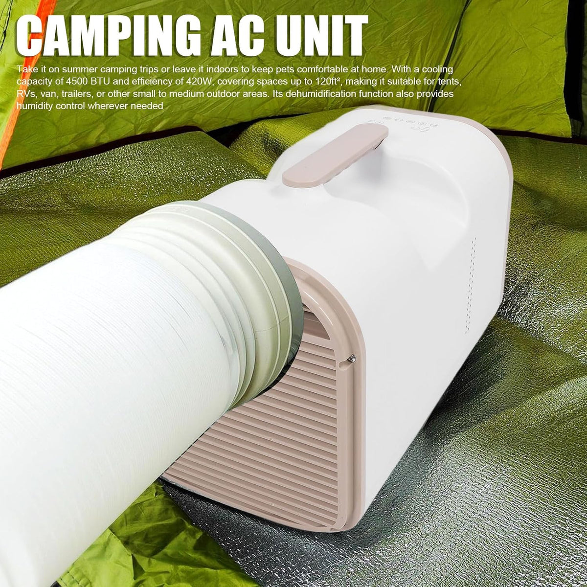  SIXRUN 4500BTU Climatiseur Portable Avec Télécommande Et Minuterie 24H Déshumidificateur Pour Camping VR Tente Garage (Prise UE 220V)