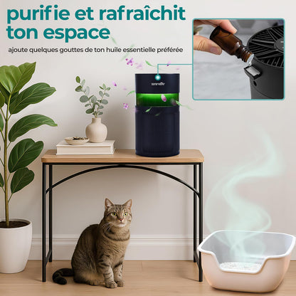  SereneLife Purificateur D’Air HEPA H13 Compact Pour Chambre Et Bureau – Filtration Des Allergènes, Pollen, Poils D’Animaux, Odeurs Et Fumée, Mode Sommeil, Minuterie, Boîte à Arômes