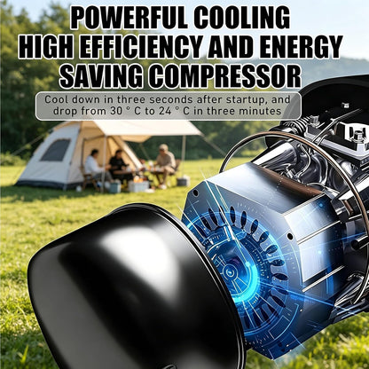  Climatisation Portable Pour Camping-Car, Refroidissements En 3 Min, Pas De Fenêtre Requise, Calme Sous 42dB, Avec Télécommande & Toucher, Pour Tente Et Camping, 420W, Compact Et évaporation De L'eau
