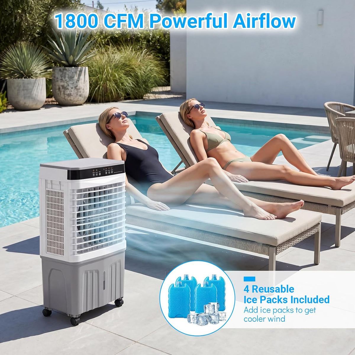 GENERIC Refroidisseur D'air Par évaporation Avec Télécommande, Ventilateur De Refroidissement à 3 Vitesses, Humidificateur, Affichage LED, Minuterie 12h, AC Mobile Portable Pour Chambre à Coucher, Avec 4