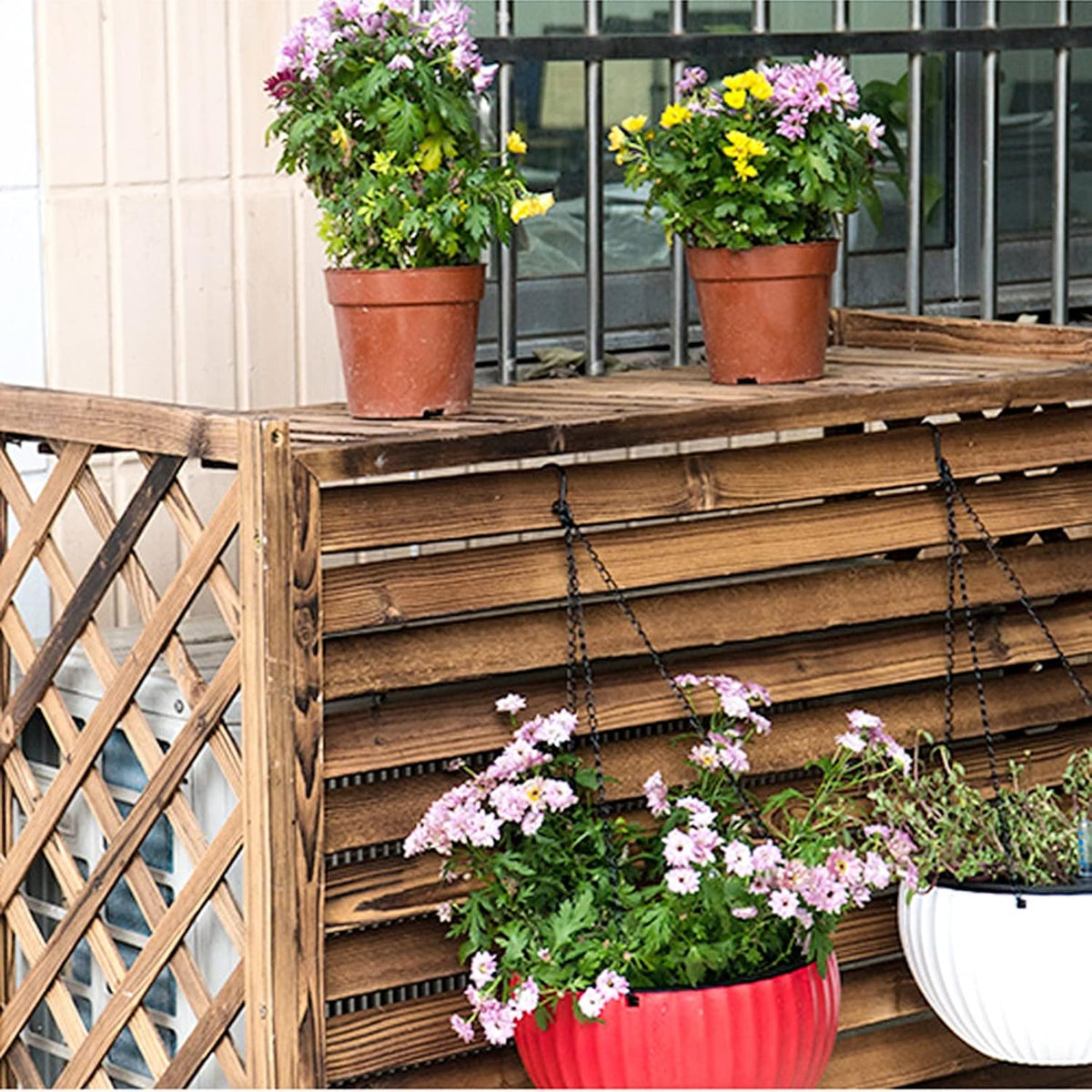 GENERIC Housse De Clôture Extérieure – Housse De Protection En Bois Massif Pour Climatiseur – Séparateur D'espace Pour Poubelle, Unité De Climatisation Cachée, Support De Pot De Fleurs, Grilles De Protection