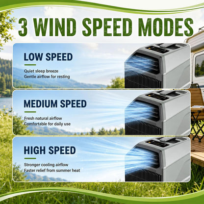  Climatiseur Mobile,Unité De Climatisation Portable Pour Camping,Refroidissement 4500/5100 Btu Pour Camping-Car, Tente, Caravane, Fourgon, 3 En 1, Minuterie 24 H, Télécommande 1500W