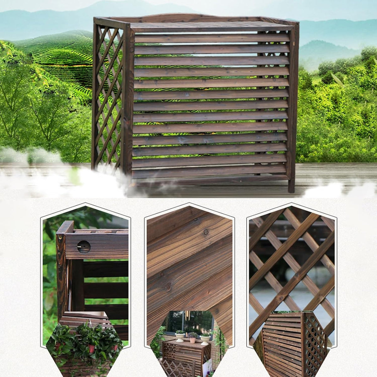 GENERIC Panneaux De Clôture D'intimité Extérieure - Cache-climatiseur En Bois Pour Unités Extérieures, écran Décoratif Pour Dissimuler Le Climatiseur Et Améliorer L'intimité Extérieure (Taille : 110