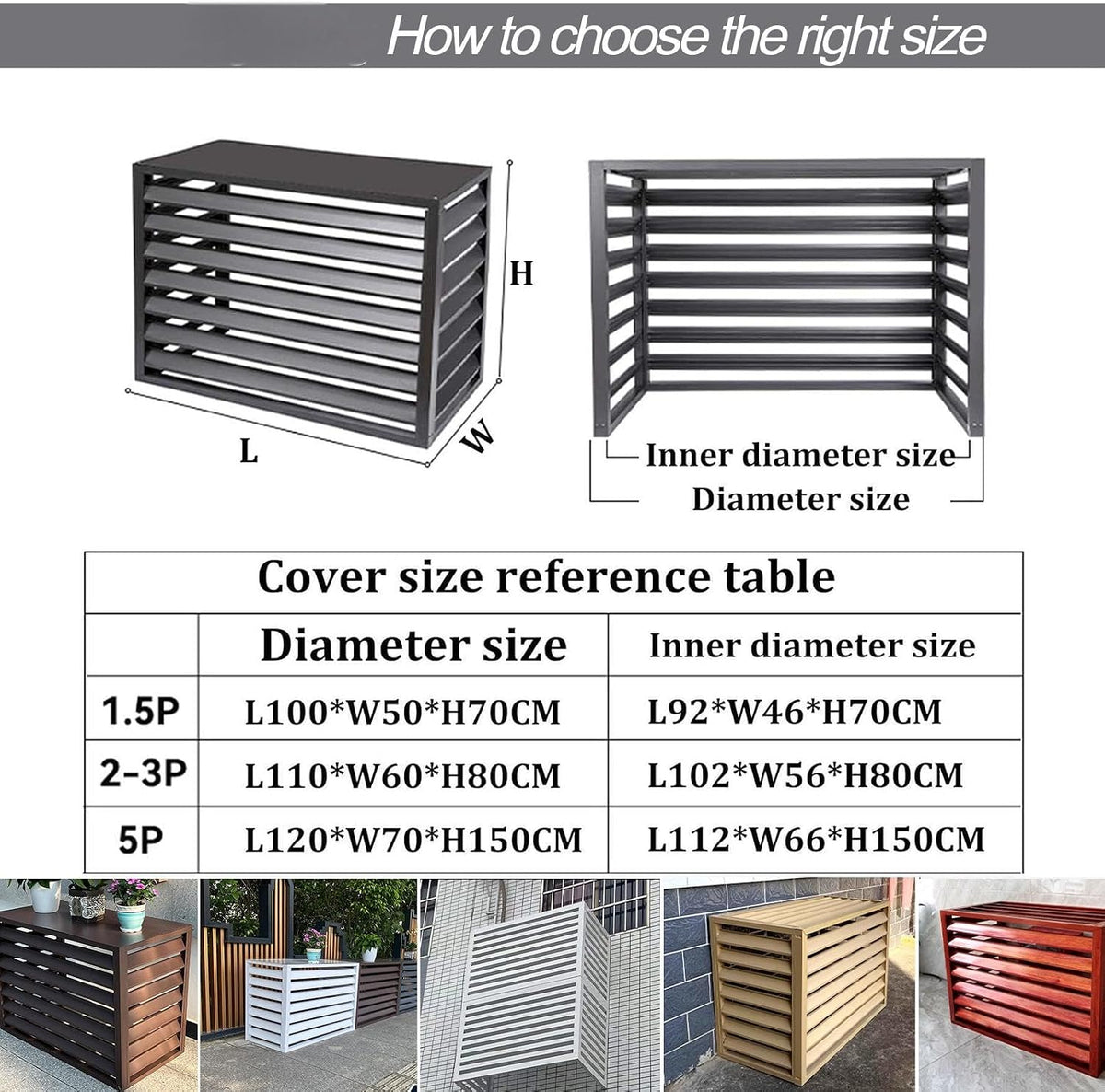 GENERIC Couvercle De Climatiseur Extérieur En Aluminium Et Support De Présentation Pour Plantes – 120 X 150 X 70 Cm Étagère De Rangement Pour La Protection Des Condensateurs