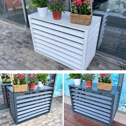 GENERIC Housse En Aluminium à 4 Panneaux Fendue Pour Climatiseur D'extérieur Et Support De Fleurs, Bouclier De Pompe à Chaleur Résistant Aux Intempéries (blanc 100 X 50 X 70 Cm)