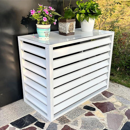  Cache Climatiseur Exterieur Aluminium,Clôture De Confidentialité Pour Écran De Climatiseur Extérieur,Protection De Unité Extérieur Pour Pompe À Chaleur,Cache Pour Climatiseur,Blanc ( Size : 110X60X80C