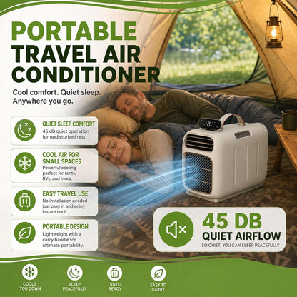  Climatiseur Portable 450 W,Climatiseur Mobile Compact 4700 Btu,Climatiseur De Camping Avec Flux D'air Réglable,Mode Silencieux 45 DB,Auto-Évaporateur Pour Tente/Caravane Cooling+Heating |