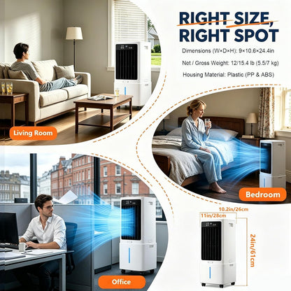 GENERIC Refroidisseur D'air Par évaporation Portable 3 En 1 Avec Réservoir D'eau De 12 L, Ventilateur à Oscillation Automatique De 120°, Unité AC Sans Fenêtre à Faible Consommation, For Chambre à Coucher