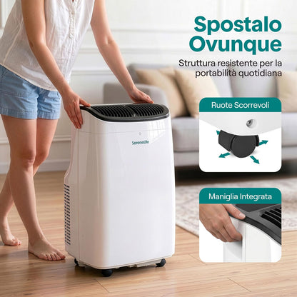  SereneLife Climatiseur Portable 7 000 BTU – Clim Mobile 3 En 1 Silencieuse Avec WiFi, Déshumidificateur, Ventilation, Rafraîchisseur D’Air, Contrôle APP, Kit Fenêtre, Pour Chambre Et Bureau