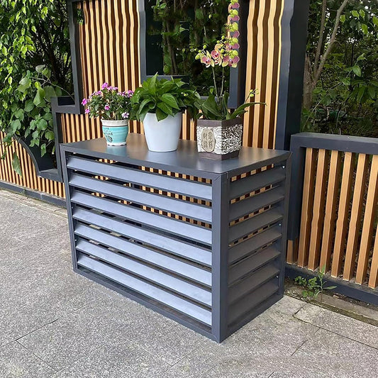  Housse De Protection En Aluminium Pour Climatiseur Et Pompe à Chaleur - Clôture D'intimité Extérieure Pour Plantes - Étagère De Rangement Résistante Aux Intempéries Et Bouclier De Condensateur