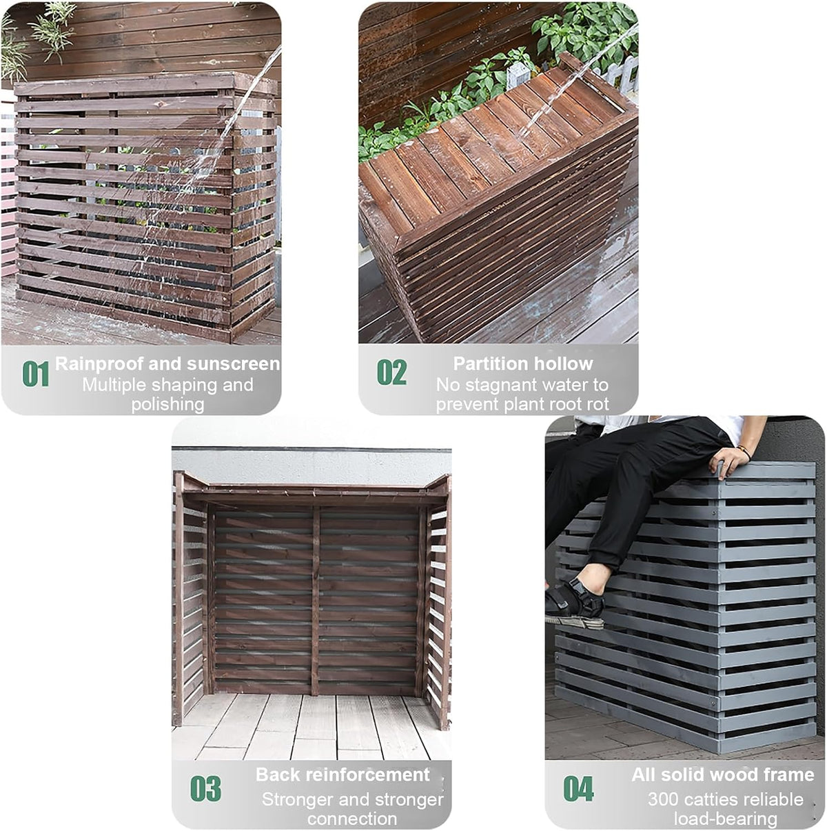  Housse De Protection Pour Climatiseur Extérieur, En Bois Massif Pour Climatiseurs Mobiles, Support De Fleurs, Résistant Aux Intempéries, Décoratif, Jaune, Protection De Jardin
