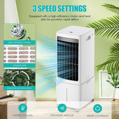 Rafraîchisseur D'air Évaporatif 12L (Alternative Climatiseur Mobile Sans Évacuation), 800 M³/h Puissant Portable, 3-en-1 Ventilateur & Humidificateur Avec Télécommande, Minuteur 12H, 8 Pains De Glace