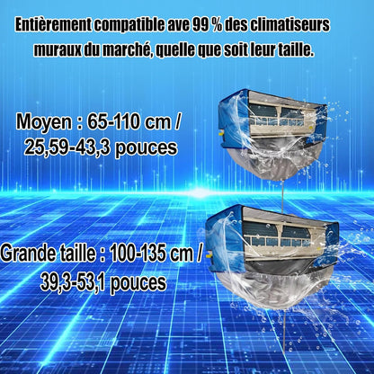  Kit De Nettoyage Pour Climatiseur Split(Panneaux Latéraux Améliorés), Avec Un Espace Supplémentaire Sac De Nettoyage Pour Climatiseur Split(bleu Et Blanc, Petit, 18 Pièces)
