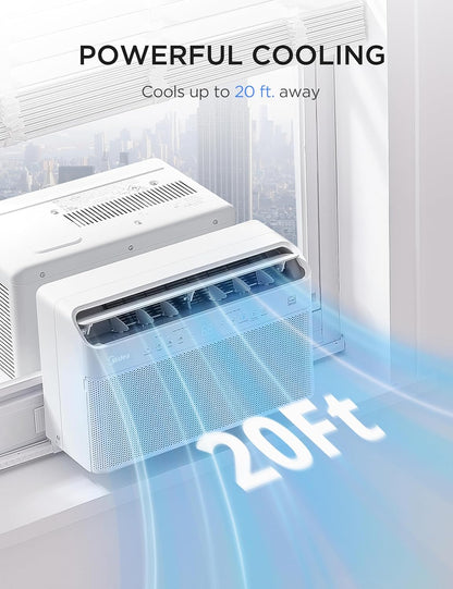 Midea 8000 BTU Onduleur Intelligent Pour Fenêtre, Climatiseur - Refroidit 350 Pieds Carrés, Ultra Silencieux Avec Fenêtre Ouverte, Compatible Avec Alexa/Google