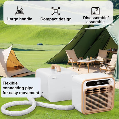  12000 BTU Portable Split AC, Télécommande WiFi, 130m3/h Refroidissement Silencieux Pour Tente, VR, Caravane, Pas De Tuyau Requis, Conception Légère Pour Le Camping Extérieur Et L'utilisation Intérieur