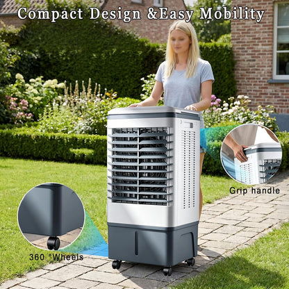  Rafraichisseur D’Air 3 En 1 Avec Télécommande, Climatiseur Mobile Sans Évacuation, Réservoir D’Eau 20L, Oscillation 60°, 3 Vietesses, 3 Modes, Purification, Minuterie 7.5H, Silencieux, Chambre