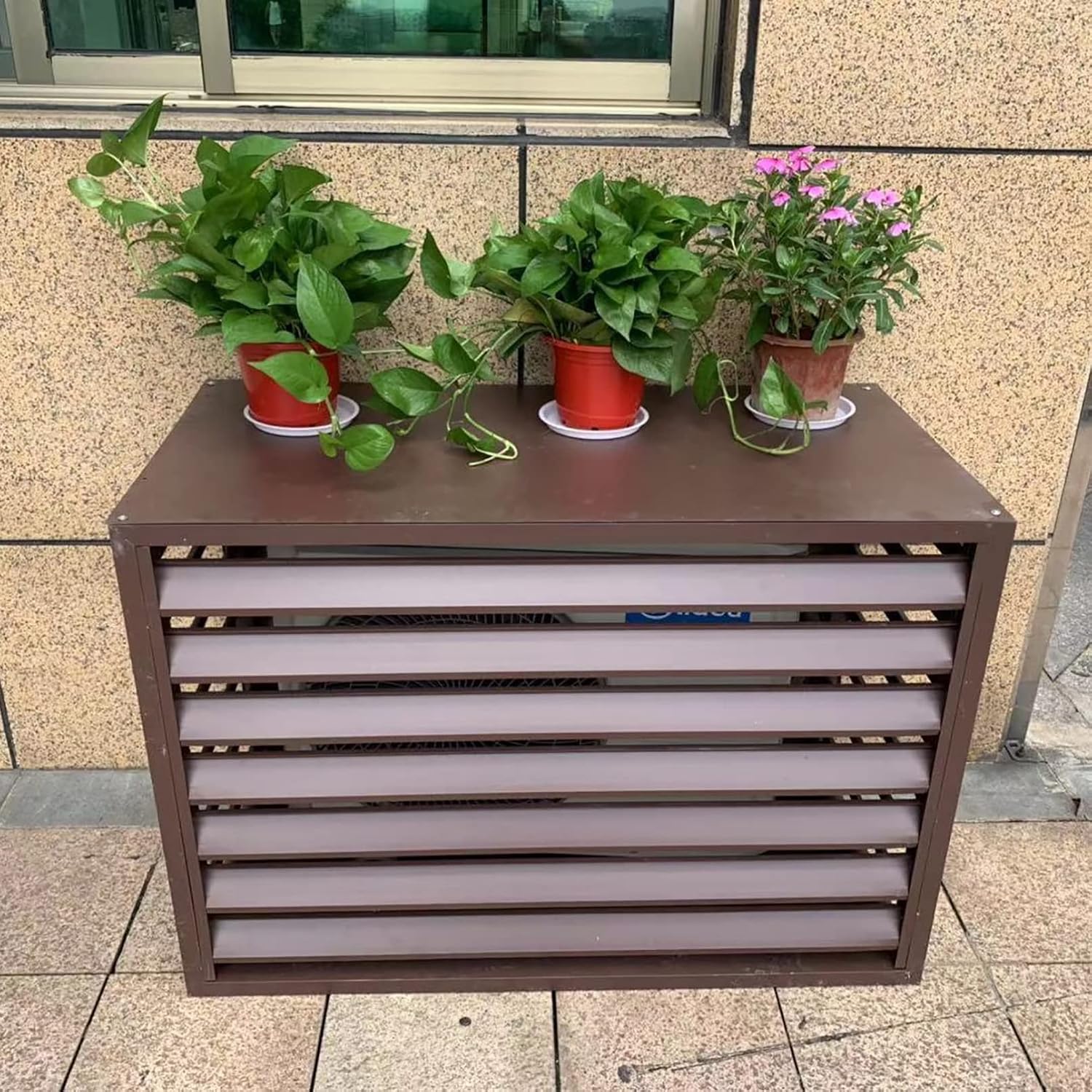GENERIC Housse De Protection Pour Climatiseur Extérieur - Clôture De Protection Pour Climatiseur - Résistant Aux Intempéries - Étagère De Rangement Pour éviter Les Dommages Et Les Débris