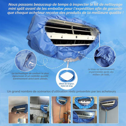  Kit Nettoyage Climatiseur Mural，Kit Nettoyage Climatisation Split，Nettoyage Climatisation Split，Bâche Nettoyage Clim(15 Pièces, Bleu Roi, Taille Moyenne : 68-98 Cm/27,55-39,37 Pouces)