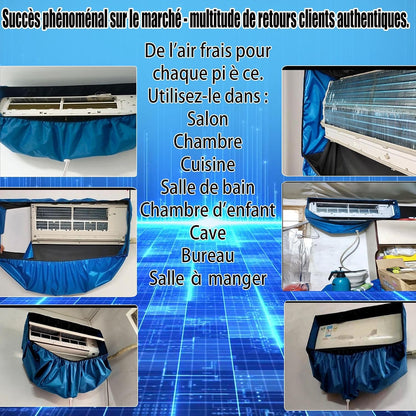 Kit De Nettoyage Pour Climatiseur Split(Panneaux Latéraux Améliorés), Avec Un Espace Supplémentaire Sac De Nettoyage Pour Climatiseur Split(Bleu Foncé, Petit, 18 Pièces)