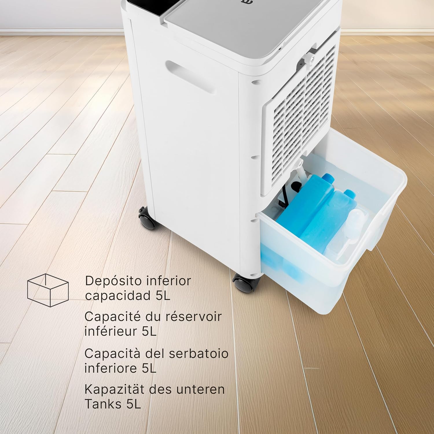  Ufesa Narvik Rafraîchisseur D’Air Évaporatif, 65W, Fonction Air Froid Et Ventilateur, 3 Vitesses, 3 Modes, Panneau Tactile, Réservoir De 5L, Minuteur 12h, Filtre Lavable, Télécommande