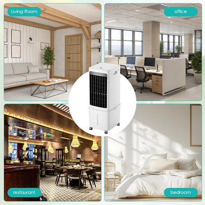  Rafraîchisseur D'air Évaporatif 12L (Alternative Climatiseur Mobile Sans Évacuation), 800 M³/h Puissant Portable, 3-en-1 Ventilateur & Humidificateur Avec Télécommande, Minuteur 12H, 8 Pains De Glace