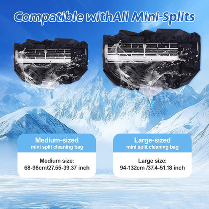  Kit Nettoyage Climatiseur Mural，Kit Nettoyage Climatisation Split，Nettoyage Climatisation Split，Bâche Nettoyage Clim(15 Pièces, Noir, Grande Taille : 94-132 Cm/37,4-51,18 Pouces)