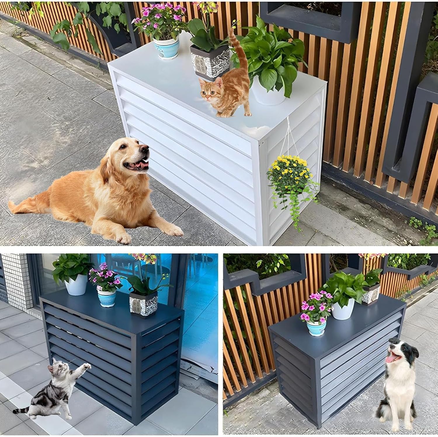  Barrière De Protection Pour Climatiseur, Panneau De Protection En Alliage D'aluminium, Antivol, Réduction Du Bruit, Pour Un Jardin Bien Rangé (Blanc, 100 Cm)