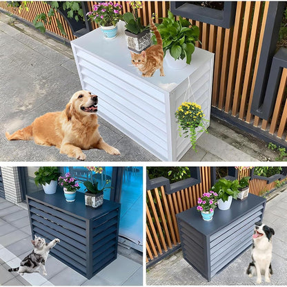  Barrière De Protection Pour Climatiseur, Panneau De Protection En Alliage D'aluminium, Antivol, Réduction Du Bruit, Pour Un Jardin Bien Rangé (Blanc, 100 Cm)