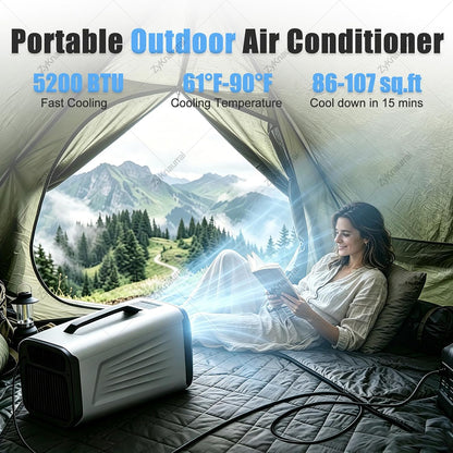  Climatiseur De Camping Mobile, Climatiseur Portable, Climatiseur Avec Modes Refroidissement, Ventilation, Déshumidification Et Sommeil, Alimentation Triple (12 V/24 V , 220 V Sur Secteur) 12V/220V